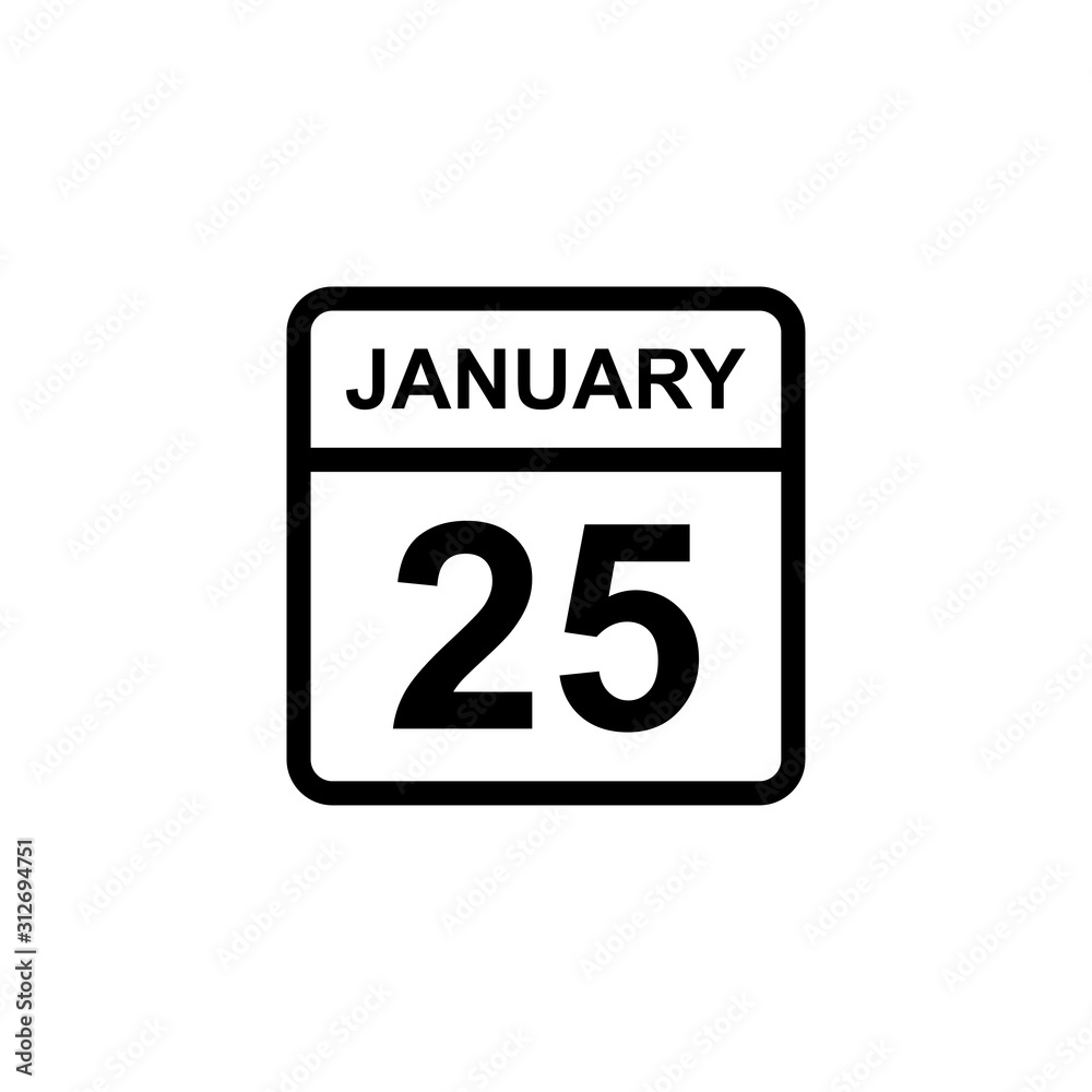 calendar - January 25 icon illustration isolated vector sign symbol calendar - January 25 icon illustration isolated vector sign symbol