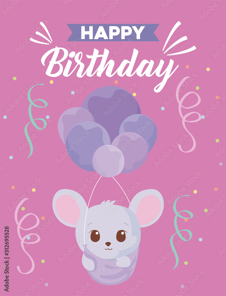 mouse cartoon of happy birthday concept vector design mouse cartoon of happy birthday concept vector design
