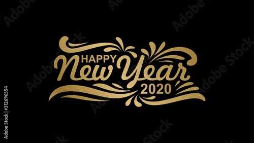 happy new year 2020 gold vintage design