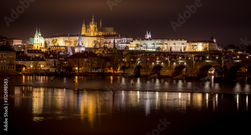 Photography Panoramic Prague castle at Night