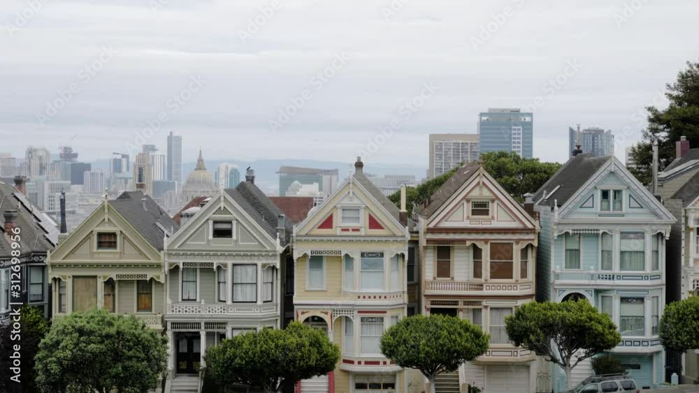 The beautiful Painted Ladies in front of San Francisco, California The beautiful Painted Ladies in front of San Francisco, California