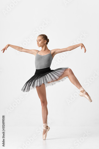 young woman jumping in the air