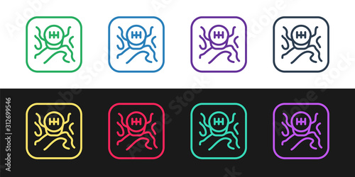 Set line Gear shifter icon isolated on black and white background. Transmission icon. Vector Illustration