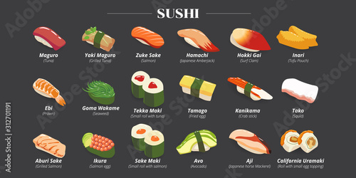 Sushi vector set collection graphic design