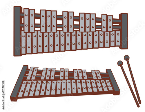 Glockenspiel isolated on white.