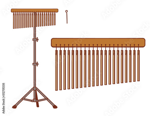 Bar chime instrument isolated on white.