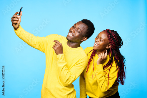 young couple in t-shirts chatting