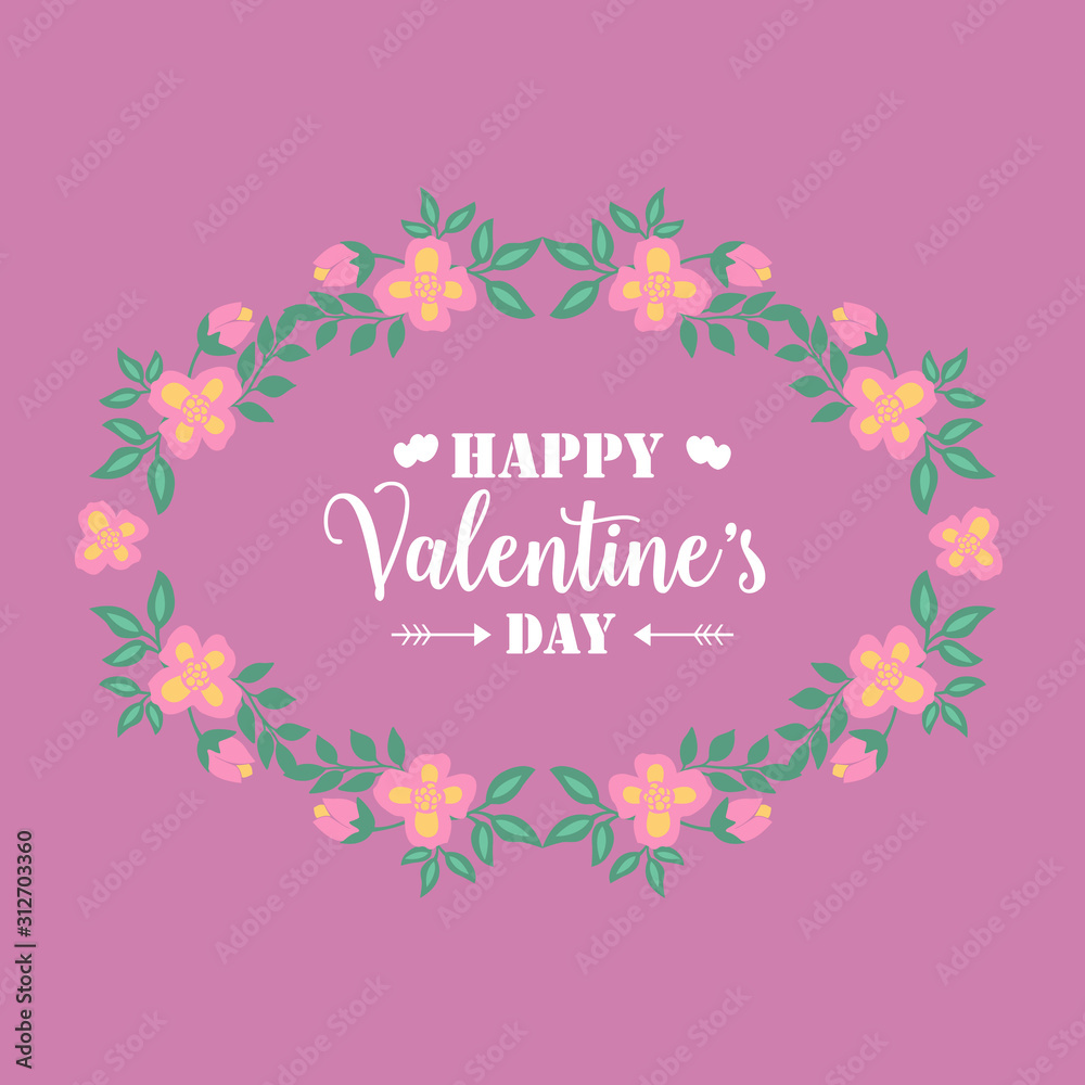 Crowd of beautiful leaf and flower frame, for happy valentine poster template design. Vector