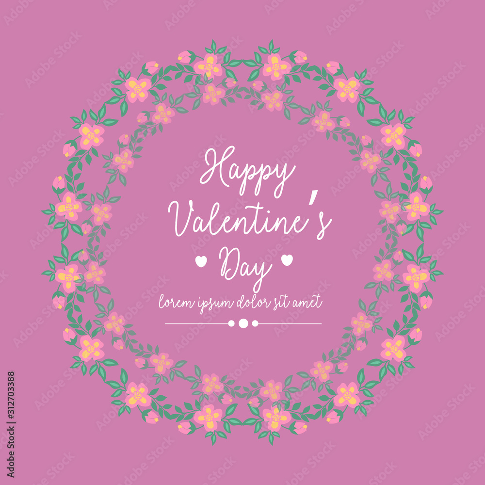 Crowd of beautiful leaf and flower frame, for happy valentine poster template design. Vector