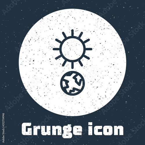Grunge line Solstice icon isolated on grey background. Monochrome vintage drawing. Vector Illustration