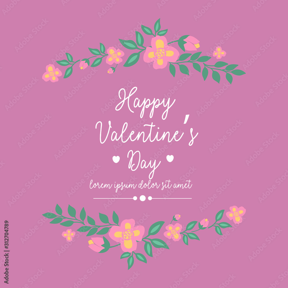 Unique Shape pattern of leaf and floral, for happy valentine elegant greeting card design. Vector