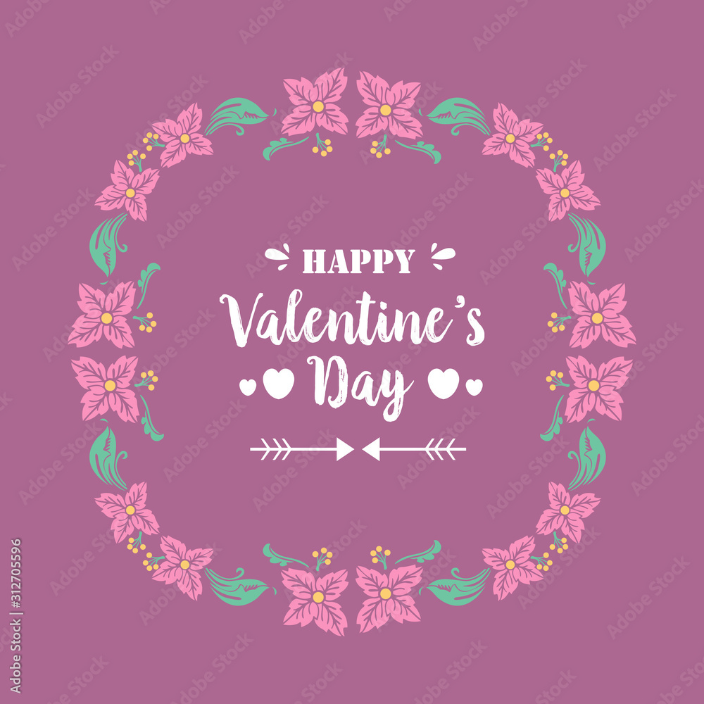 Unique Shape leaf and flower frame, for happy valentine greeting card decor. Vector