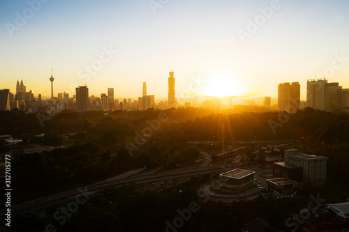 Canvas Print kuala lumpur golden sunrise with clear sky