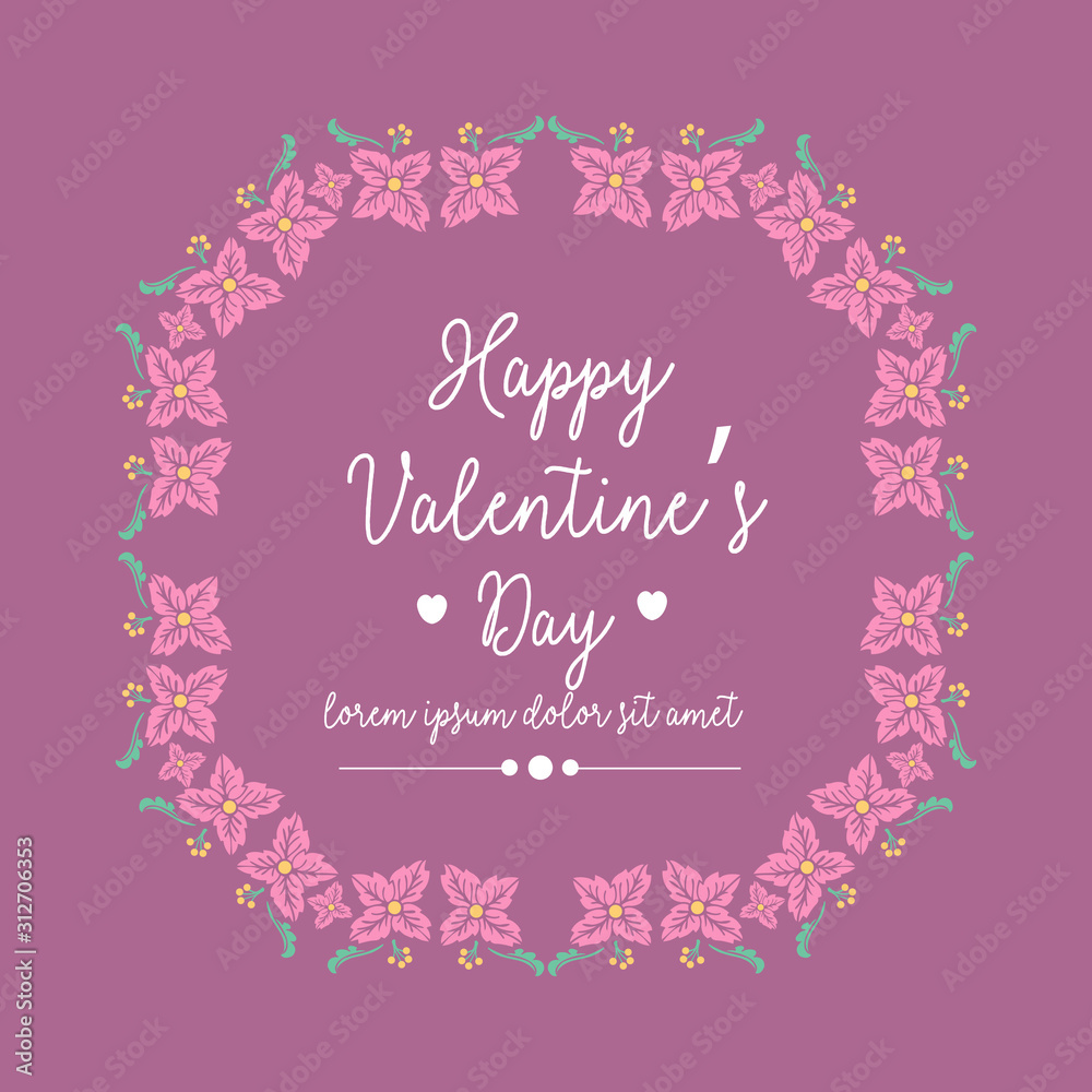 Seamless Pattern of leaf and flower frame, for happy valentine poster template design. Vector