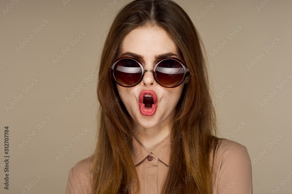 portrait of young woman with sunglasses portrait of young woman with sunglasses