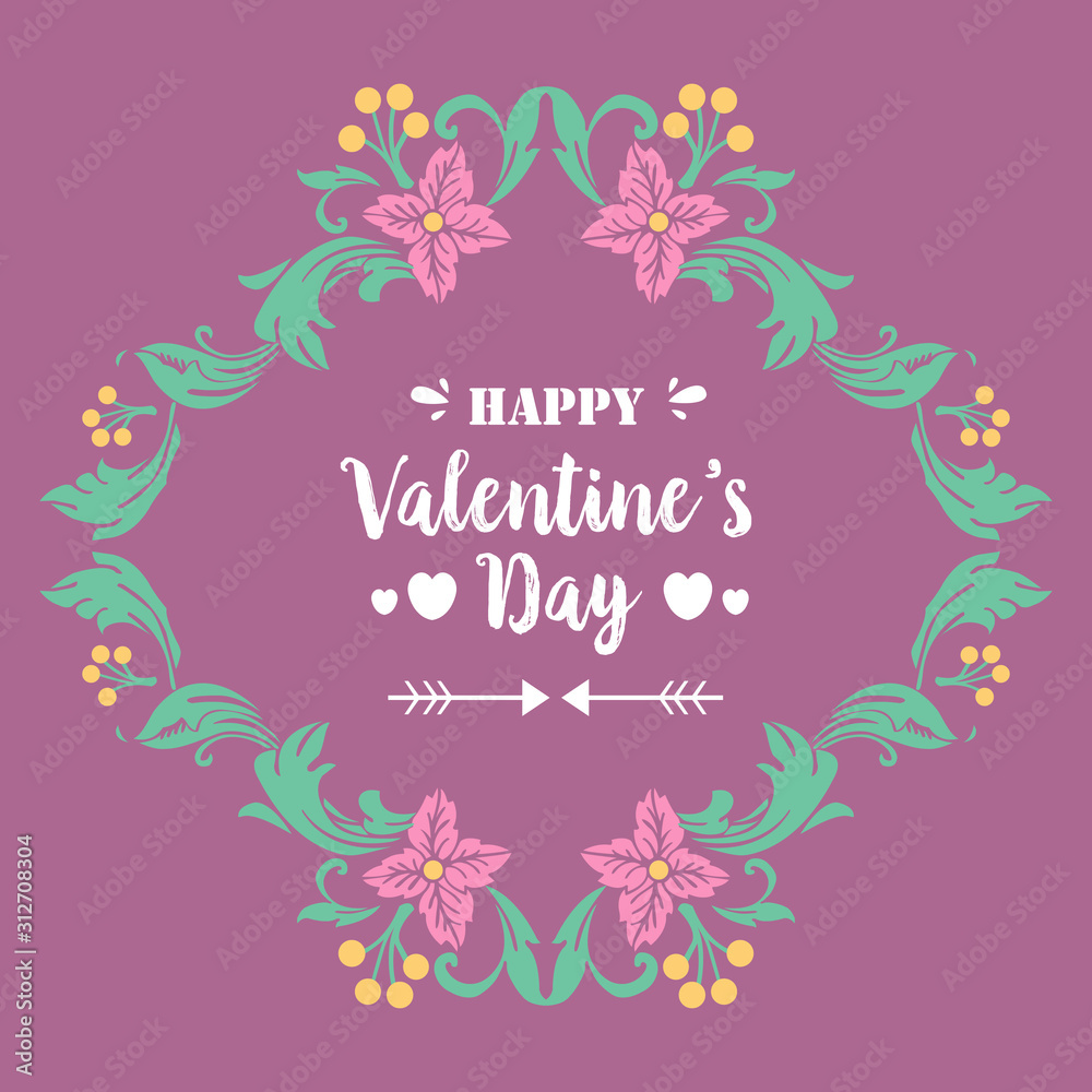 Elegant and romantic ornate pink floral frame, for happy valentine invitation card design. Vector