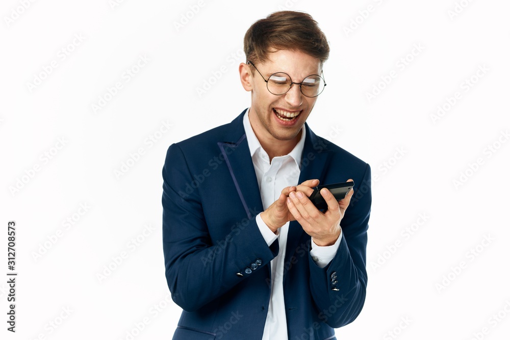 portrait of a businessman with mobile phone portrait of a businessman with mobile phone