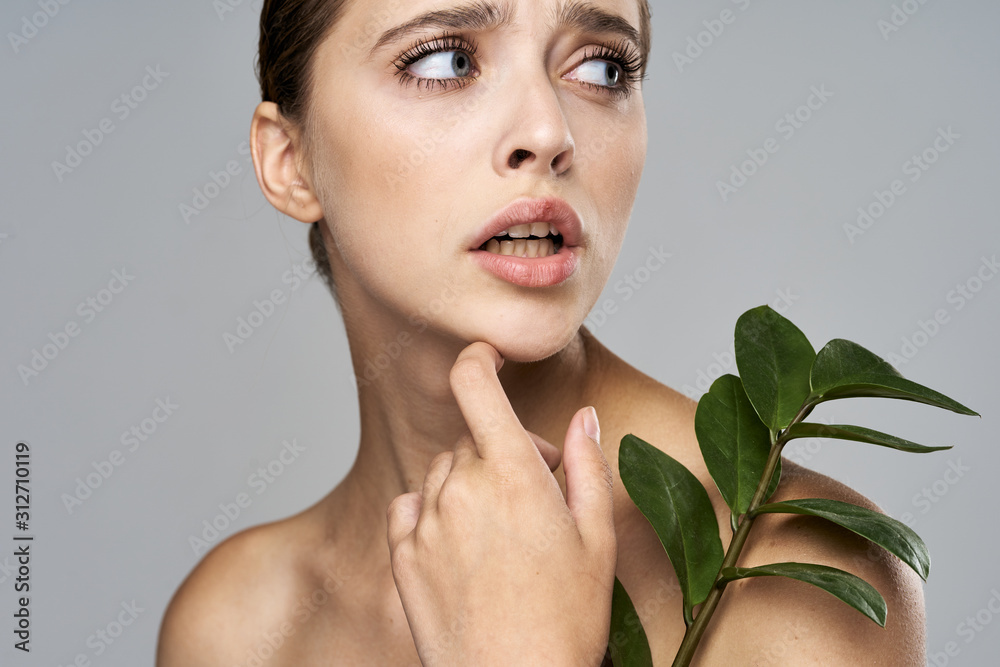 beautiful woman bare shoulders clean skin