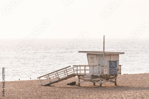 Lifeguard stand on the beach  in Malibu  California