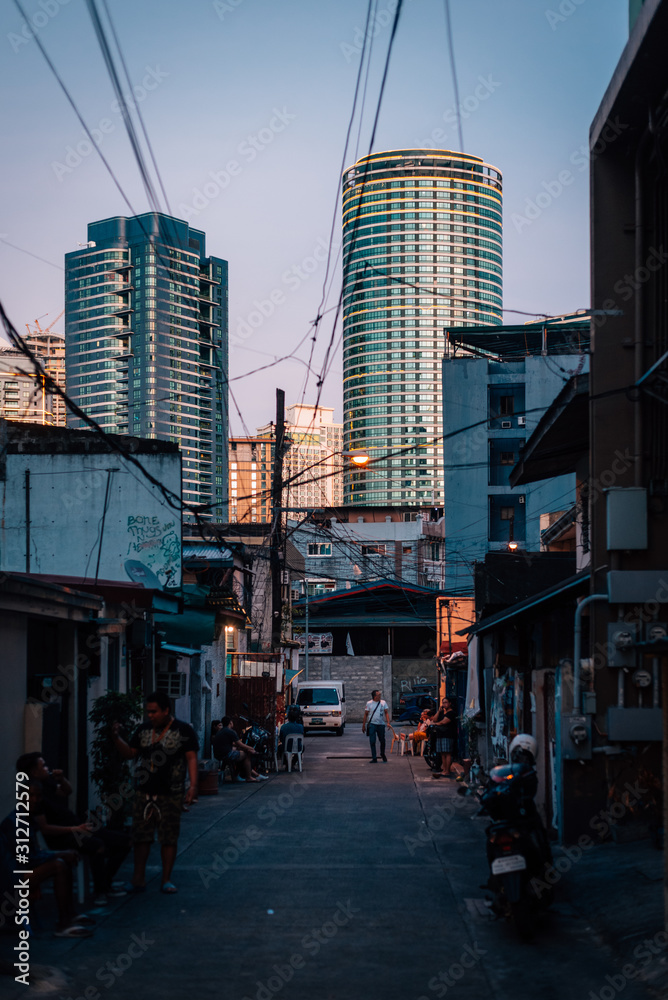 Naklejka premium A street in Poblacion, Makati, in Metro Manila, Philippines
