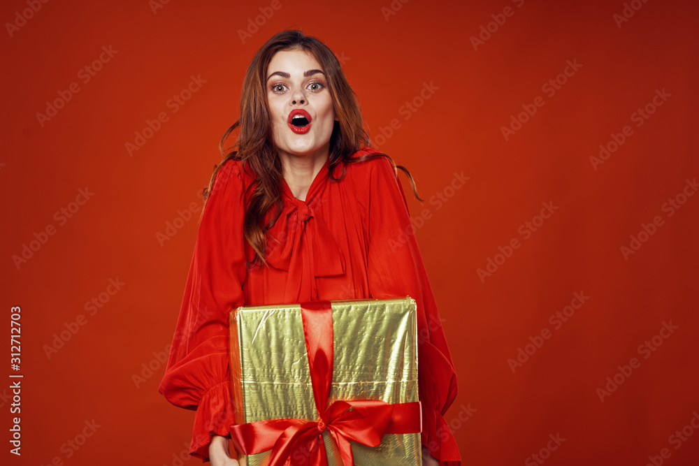 young woman with gift young woman with gift
