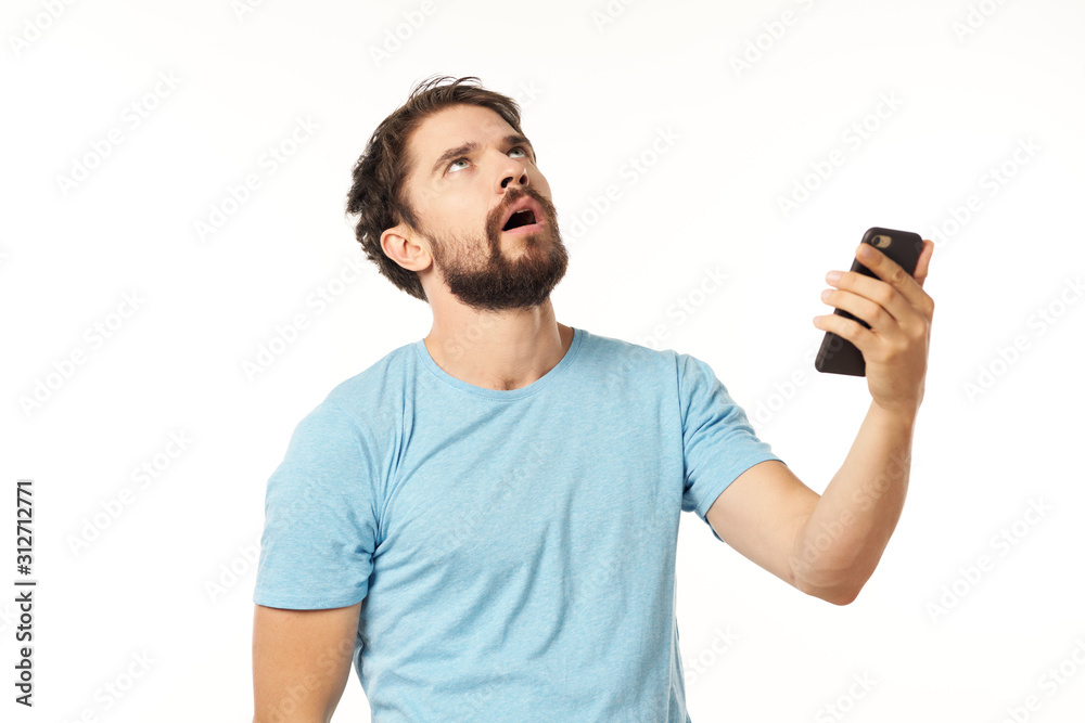 young man with mobile phone young man with mobile phone