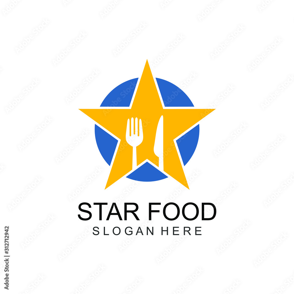 Obraz premium Fork Spoon and Star Logo Design