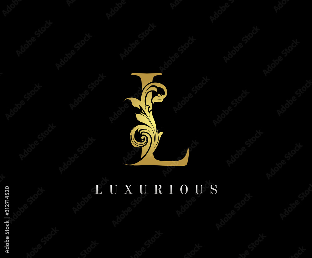 Gold L Luxury Logo Icon, Classy L Letter Logo Design.