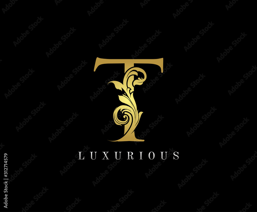 Gold T Luxury Logo Icon, Classy T Letter Logo Design. Gold T Luxury Logo Icon, Classy T Letter Logo Design.