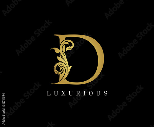 Gold D Luxury Logo Icon, Classy D Letter Logo Design.