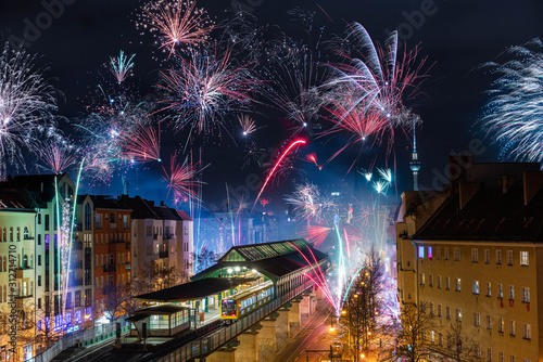 Photography Display of Fireworks in Berlin Mitte on New Year's Eve