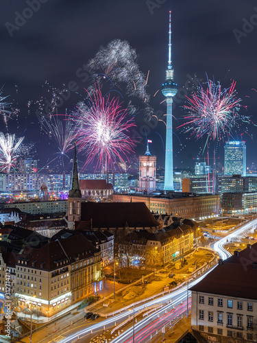 Display of Fireworks in Berlin Mitte on New Year's Eve