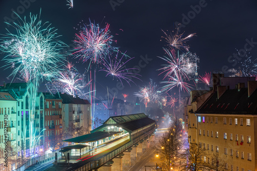 Photography Display of Fireworks in Berlin Mitte on New Year's Eve