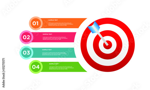 infographic target with 4 step element. Business concept with four options and number, steps or processes. data visualization. Vector illustration.