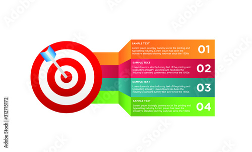 infographic target with 4 step element. Business concept with four options and number, steps or processes. data visualization. Vector illustration.