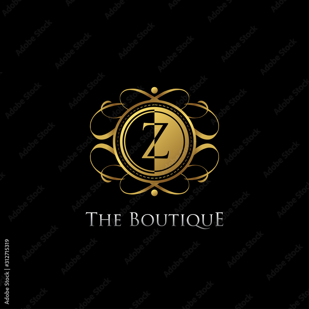 Naklejka premium Golden Z Letter Luxury Boutique Logo