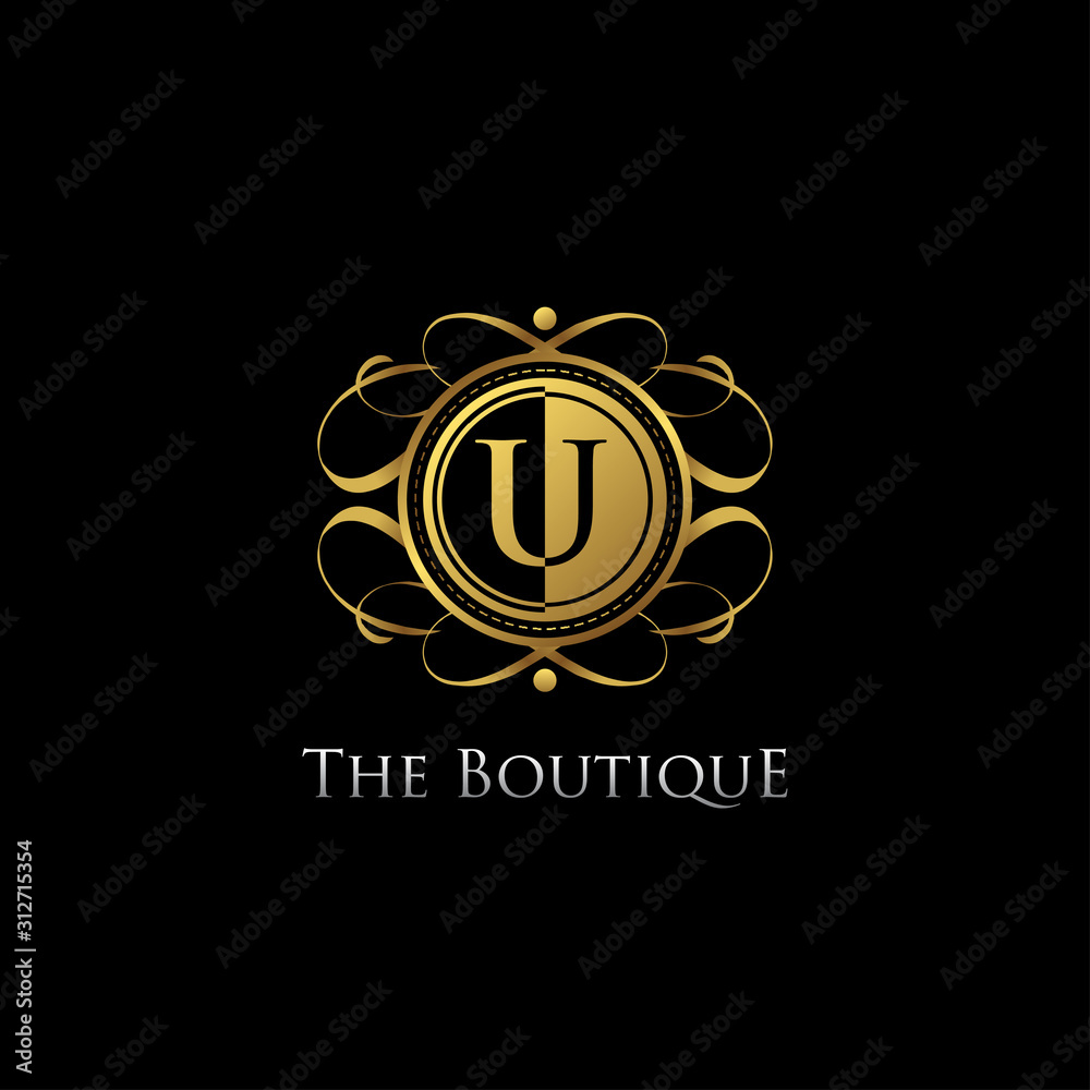 Golden U Letter Luxury Boutique Logo Golden U Letter Luxury Boutique Logo