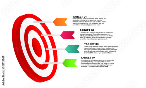 infographic target with 4 step element. Business concept with four options and number, steps or processes. data visualization. Vector illustration.