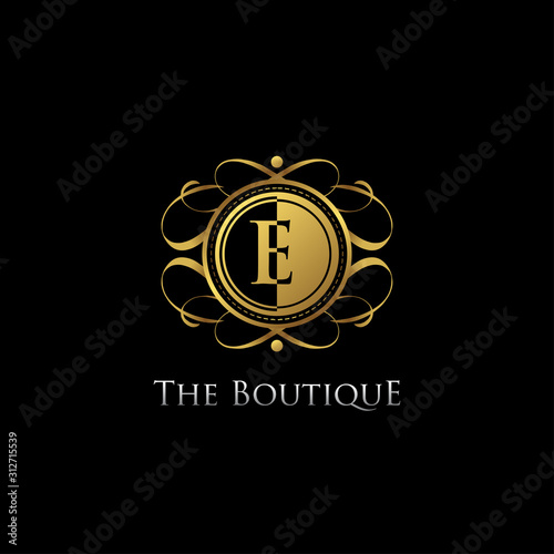 Golden E Letter Luxury Boutique Logo
