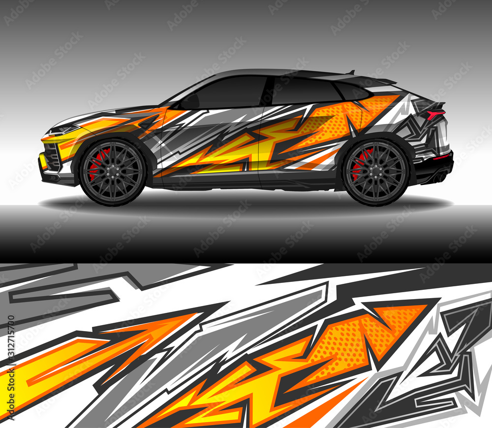 Wrap car decal design vector, custom livery race rally car vehicle sticker and tinting.