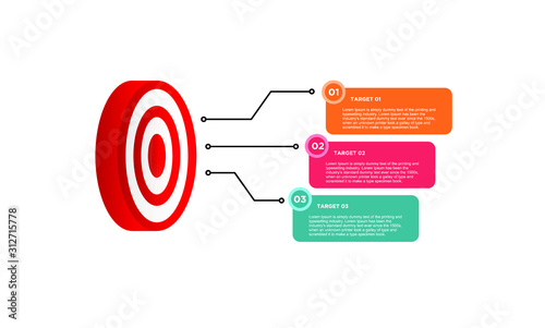 infographic target with 3 step element. Business concept with three options and number, steps or processes. data visualization. Vector illustration.