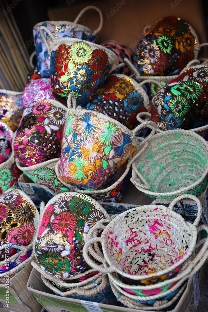 basket, market, easter, colorful, traditional, bazaar, art, color, souvenir, handmade, craft, shop, design, morocco