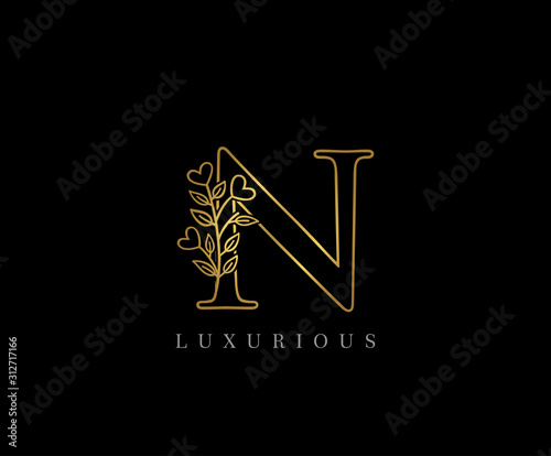 Golden N Floral Classy Logo