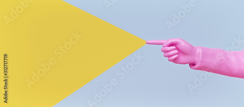 minimal Human hand point with finger. pastel colors. advertising horizontal banner with copy space. 3d rendering