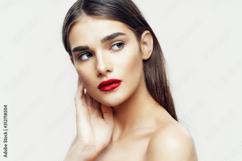 beautiful woman bare shoulders clean skin