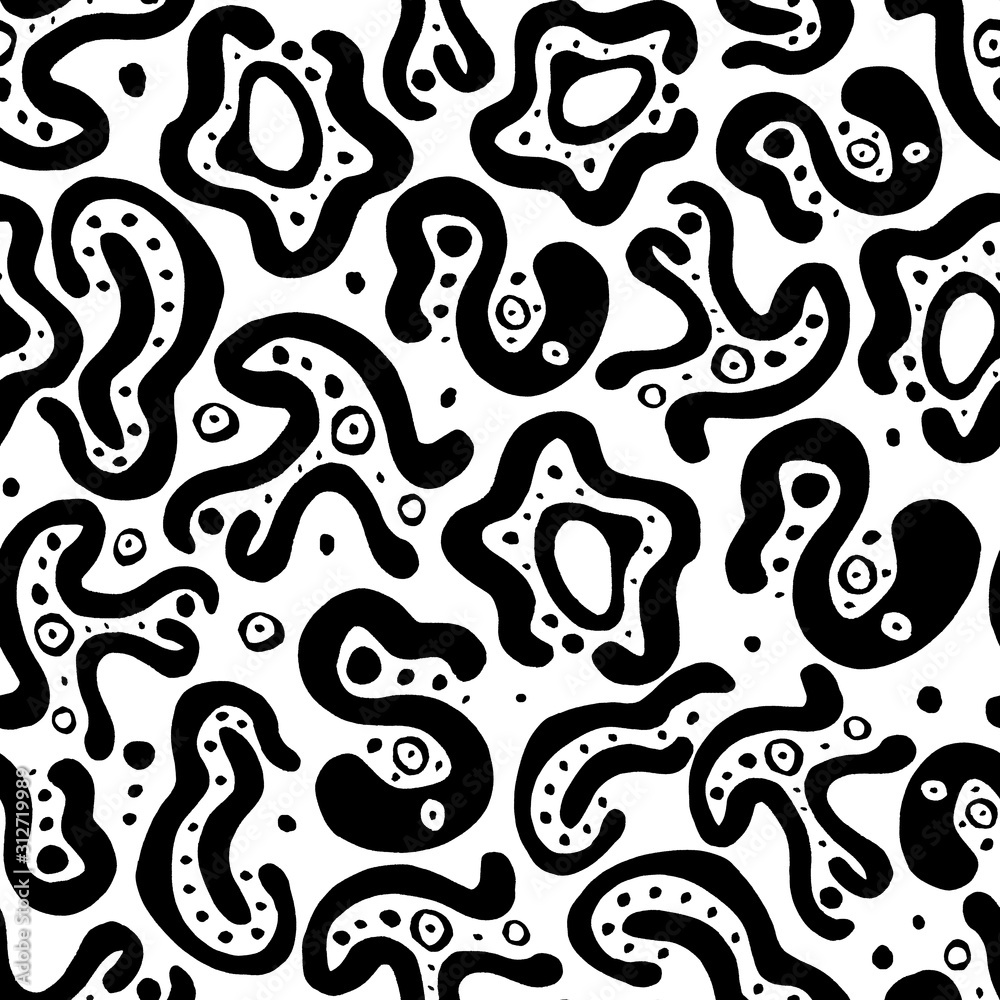 seamless pattern black and white abstract freehand