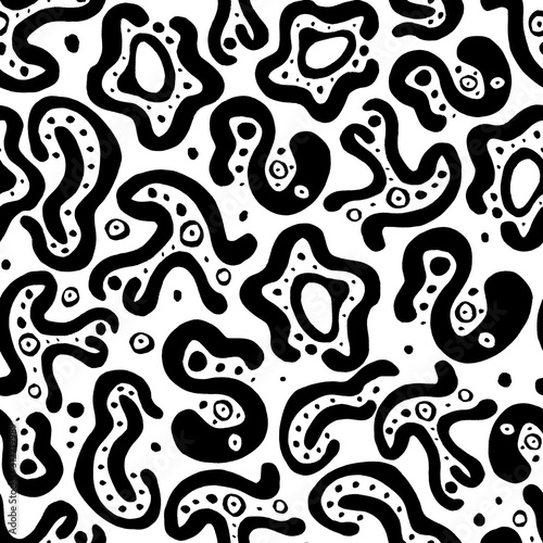 seamless pattern black and white abstract freehand