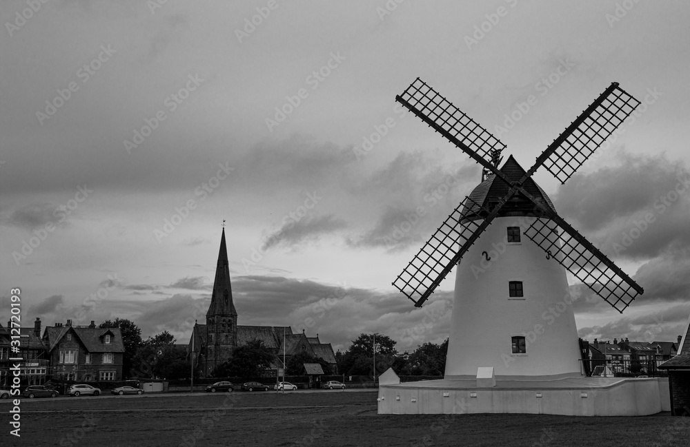 Old Windmill UK in black and white