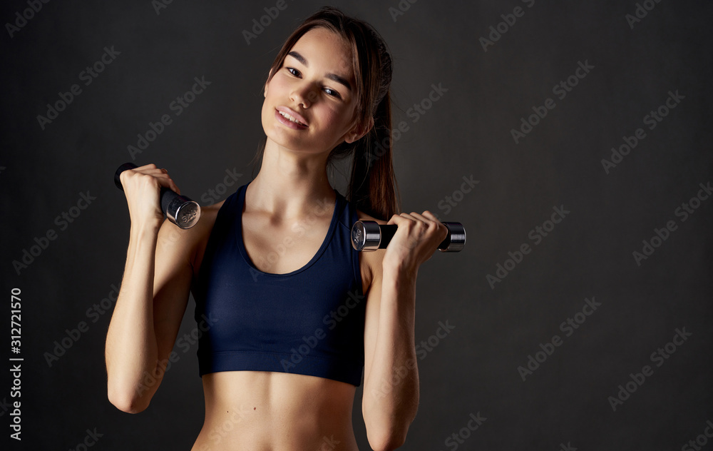 woman with dumbbells woman with dumbbells