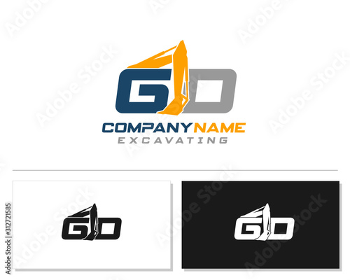 Initial GD excavator logo concept vector with arm excavator template vector.